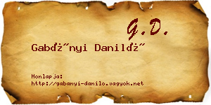 Gabányi Daniló névjegykártya